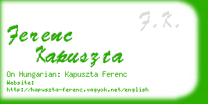 ferenc kapuszta business card